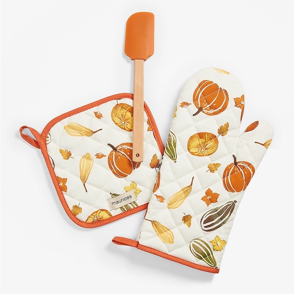 NEW Maurices Fall Pumpkins & Leaves Oven Mitt/Spatula Set - Picture 1 of 4